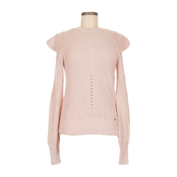 Ted Baker Pink Engineered Sleeve Sweater Size 2 (US 4-6) NWT $195 Cotton Blend - Picture 1 of 12